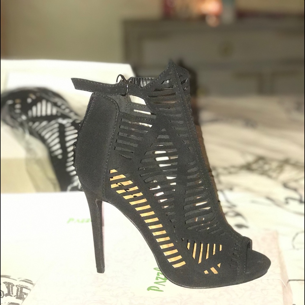 Black Peek Toe Booties
